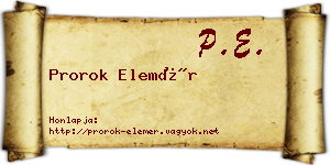 Prorok Elemér névjegykártya